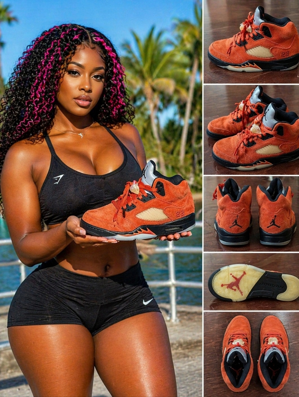 Sz 6 Wmns / 4.5 Youth GS Air Jordan 5 Retro Dunk on Mars Suede Basketball Shoes